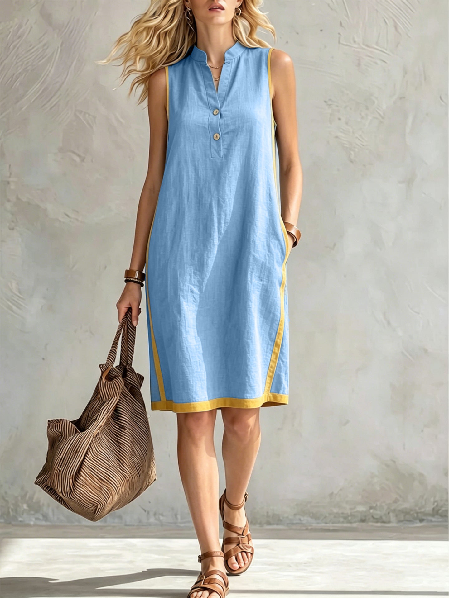 V-neck sleeveless casual loose dress