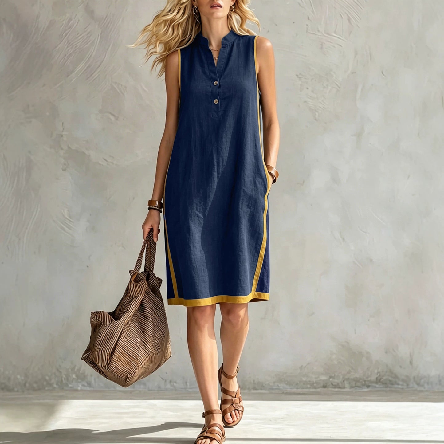 V-neck sleeveless casual loose dress