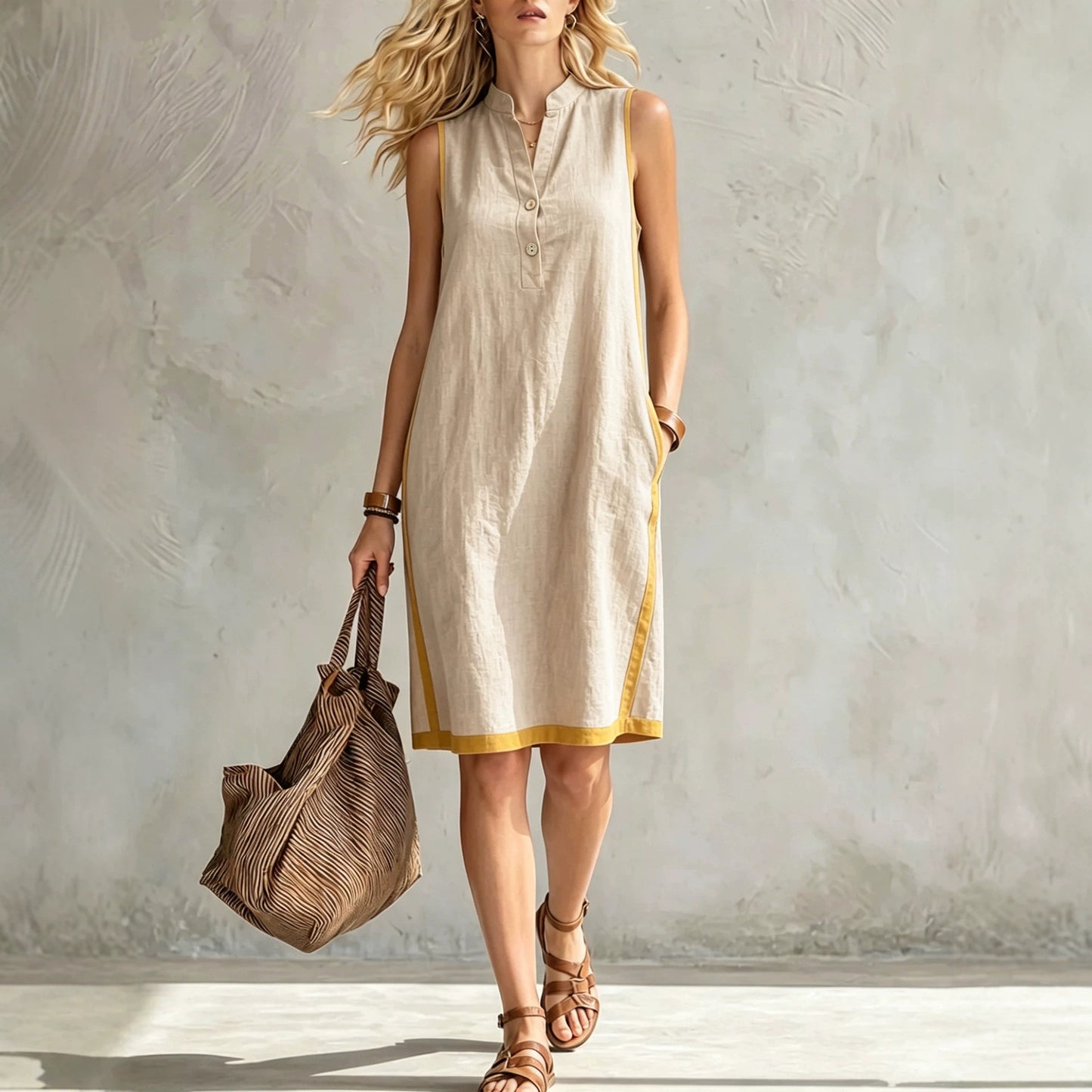 V-neck sleeveless casual loose dress