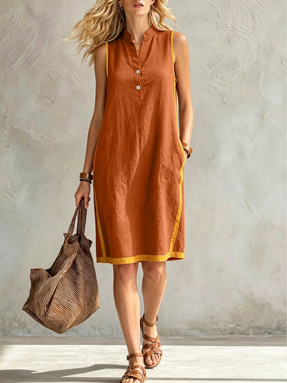 V-neck sleeveless casual loose dress