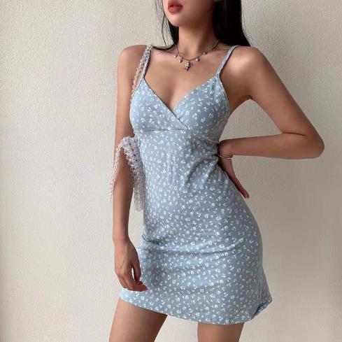 V-Neck Suspender Dress