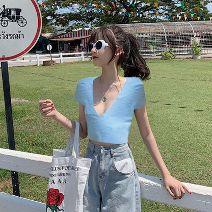 V-Neck Suspender Dress