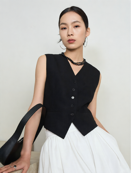 V-neck women's suit vest