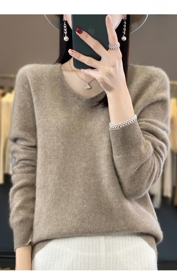 V-neck wool sweater for women