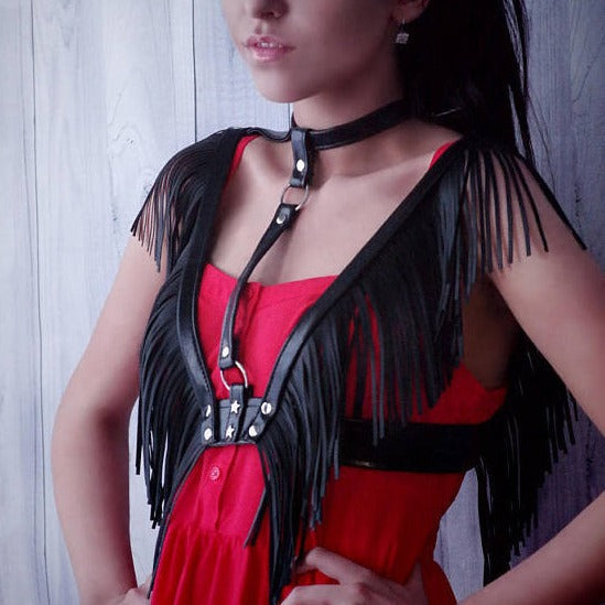 V-shaped Female Black Inlaid Dress