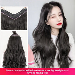 straight hair v-shaped 50cm brown black