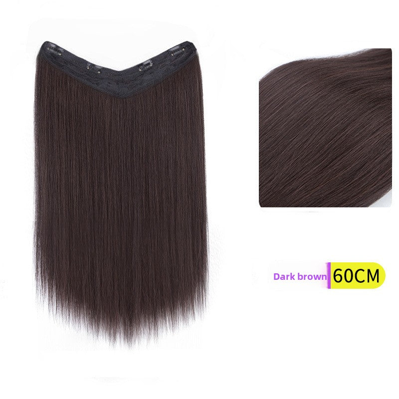 V-Shaped Fluffy Synthetic Hair Wig – Straight/Curly (50cm/60cm)
