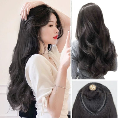 V-Shaped Fluffy Synthetic Hair Wig – Straight/Curly (50cm/60cm)