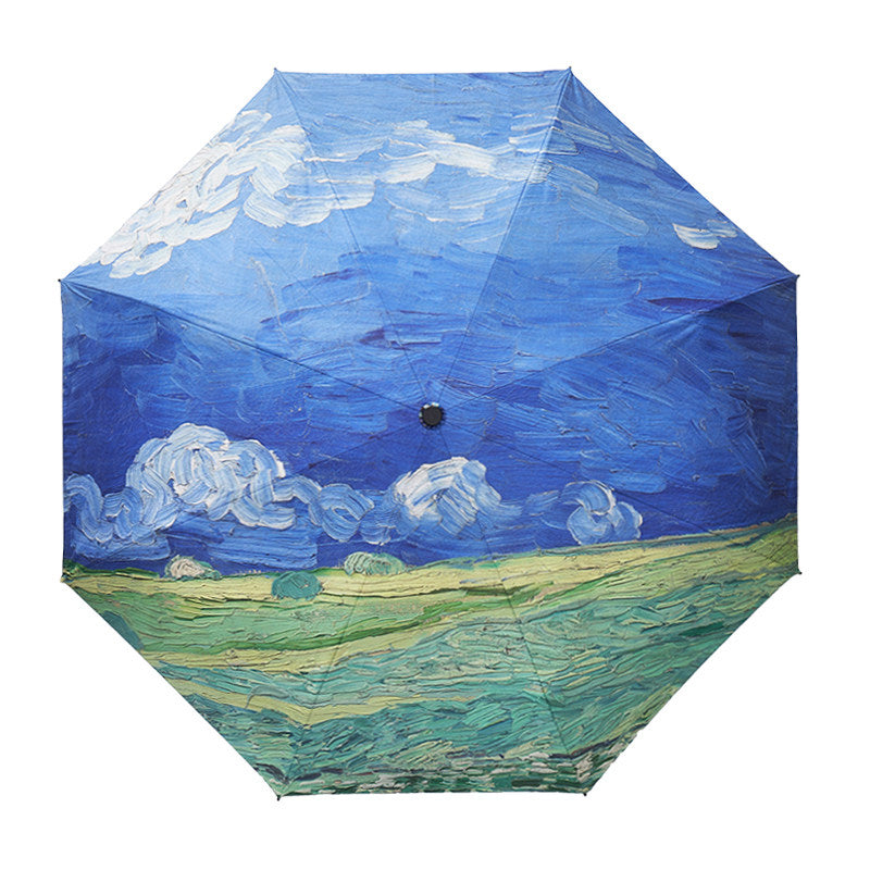 Van Gogh Art Automatic Folding Umbrella Sun Rain Protection