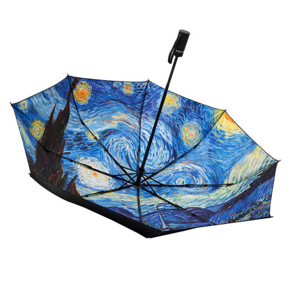 Van Gogh Art Automatic Folding Umbrella Sun Rain Protection