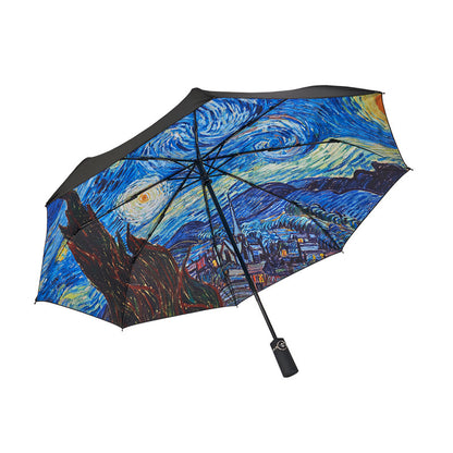 Van Gogh Art Automatic Folding Umbrella Sun Rain Protection