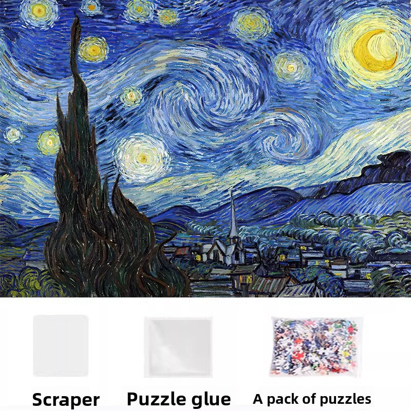 Van Gogh Starry Night Jigsaw Puzzle 1000 Pieces with Frame