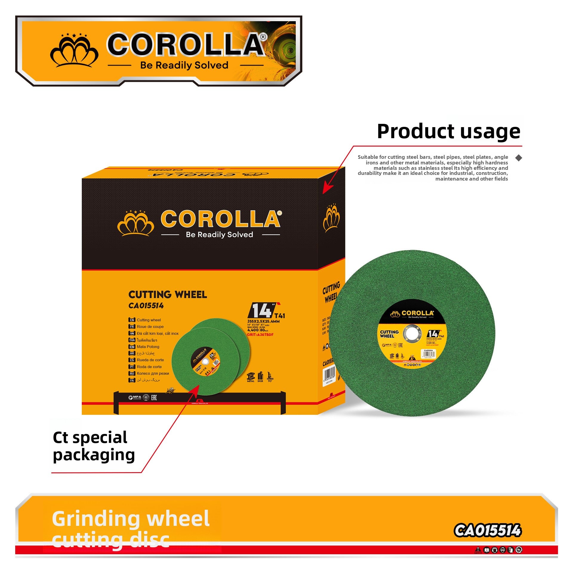Various-sized grinding wheel cutting discs