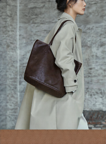 Vegetable-Tanned Cowhide Tote Bag for Women