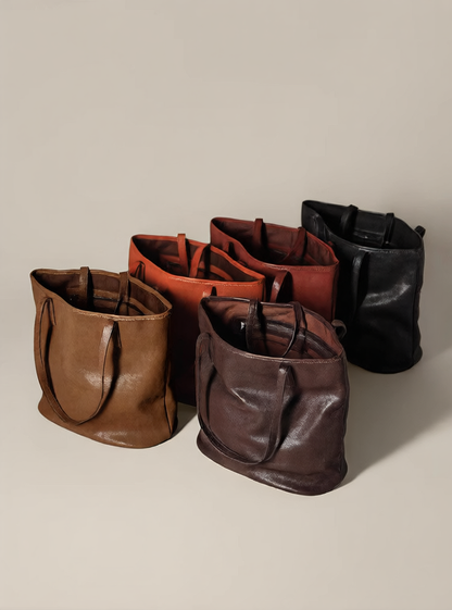 Vegetable-Tanned Cowhide Tote Bag for Women