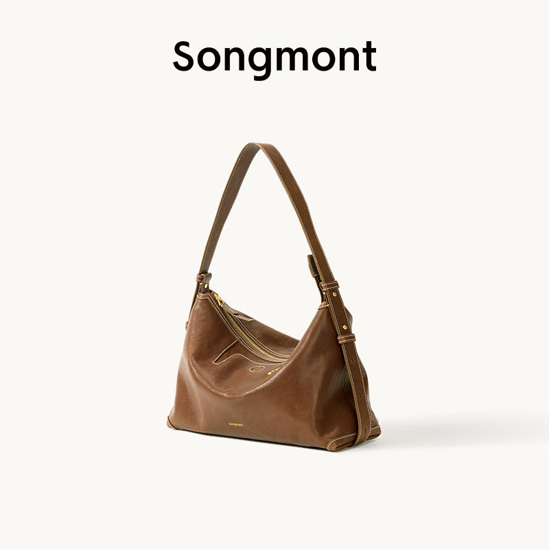 Vegetable-Tanned Leather Hobo Bag