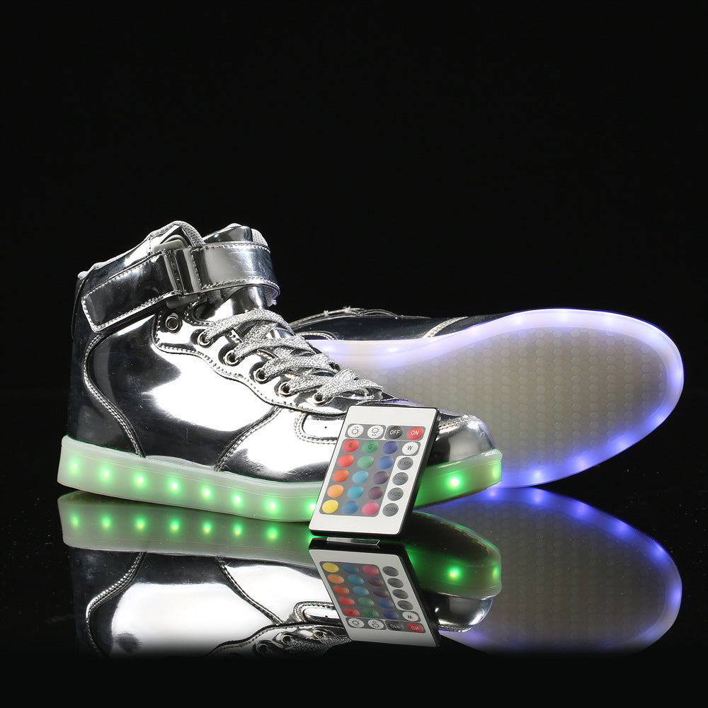 Velcro mirror surface casual luminous shoes