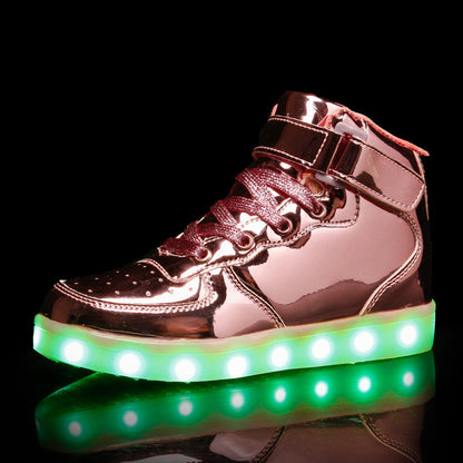 Velcro mirror surface casual luminous shoes