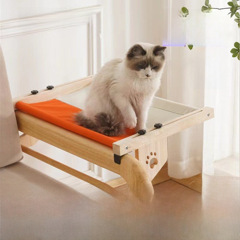 Velcro Mount Solid Wood Cat Hammock Bed