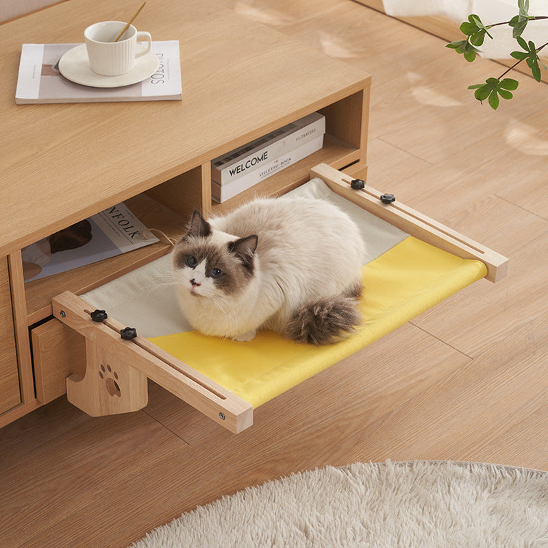 Velcro Mount Solid Wood Cat Hammock Bed