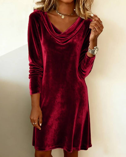 Velvet Cowl Neck Dress