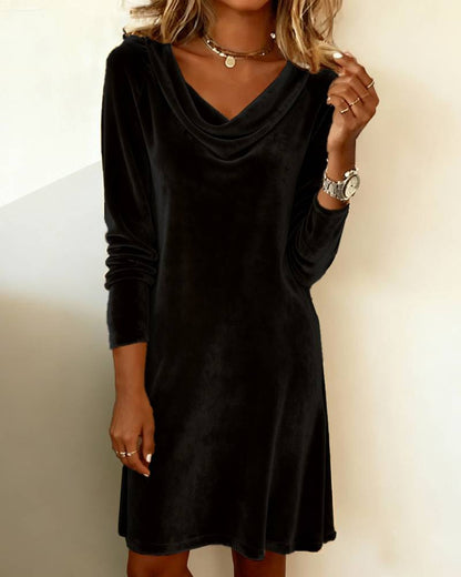 Velvet Cowl Neck Dress