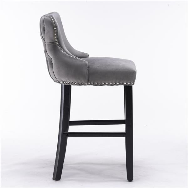 Velvet cushioned wing-back bar chair