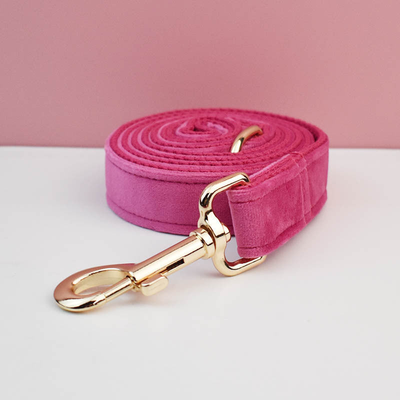 Velvet Dog Collar Leash Bow Tie