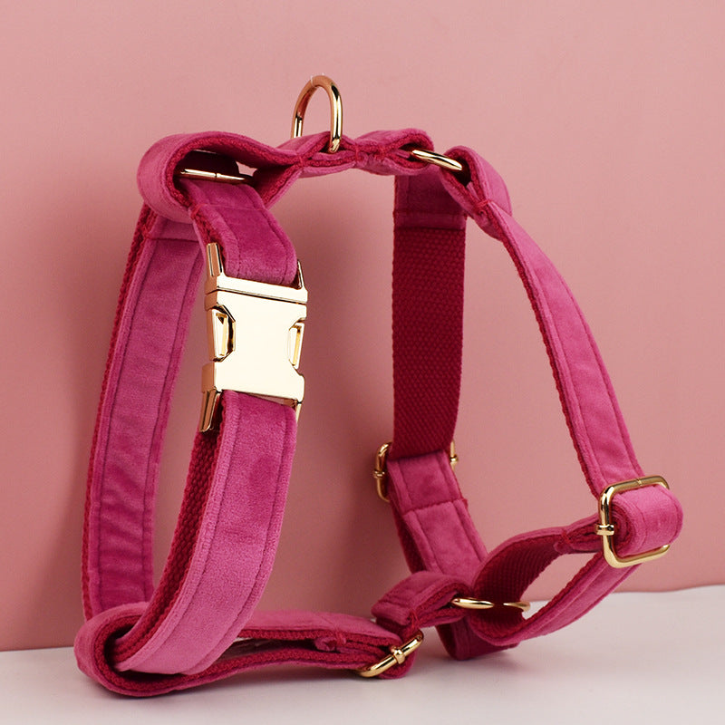 Velvet Dog Collar Leash Bow Tie
