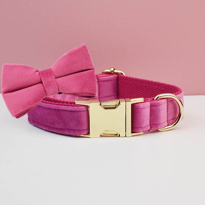 Velvet Dog Collar Leash Bow Tie