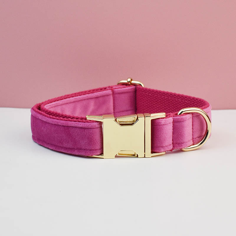 Velvet Dog Collar Leash Bow Tie