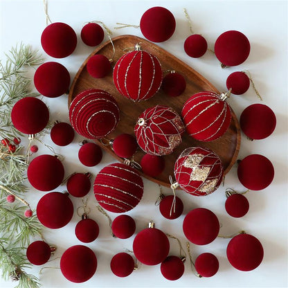 Velvet Flocked Christmas Ball Ornaments