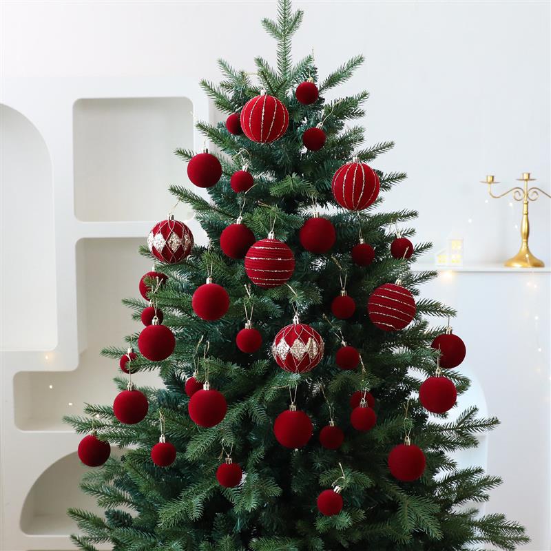 Velvet Flocked Christmas Ball Ornaments