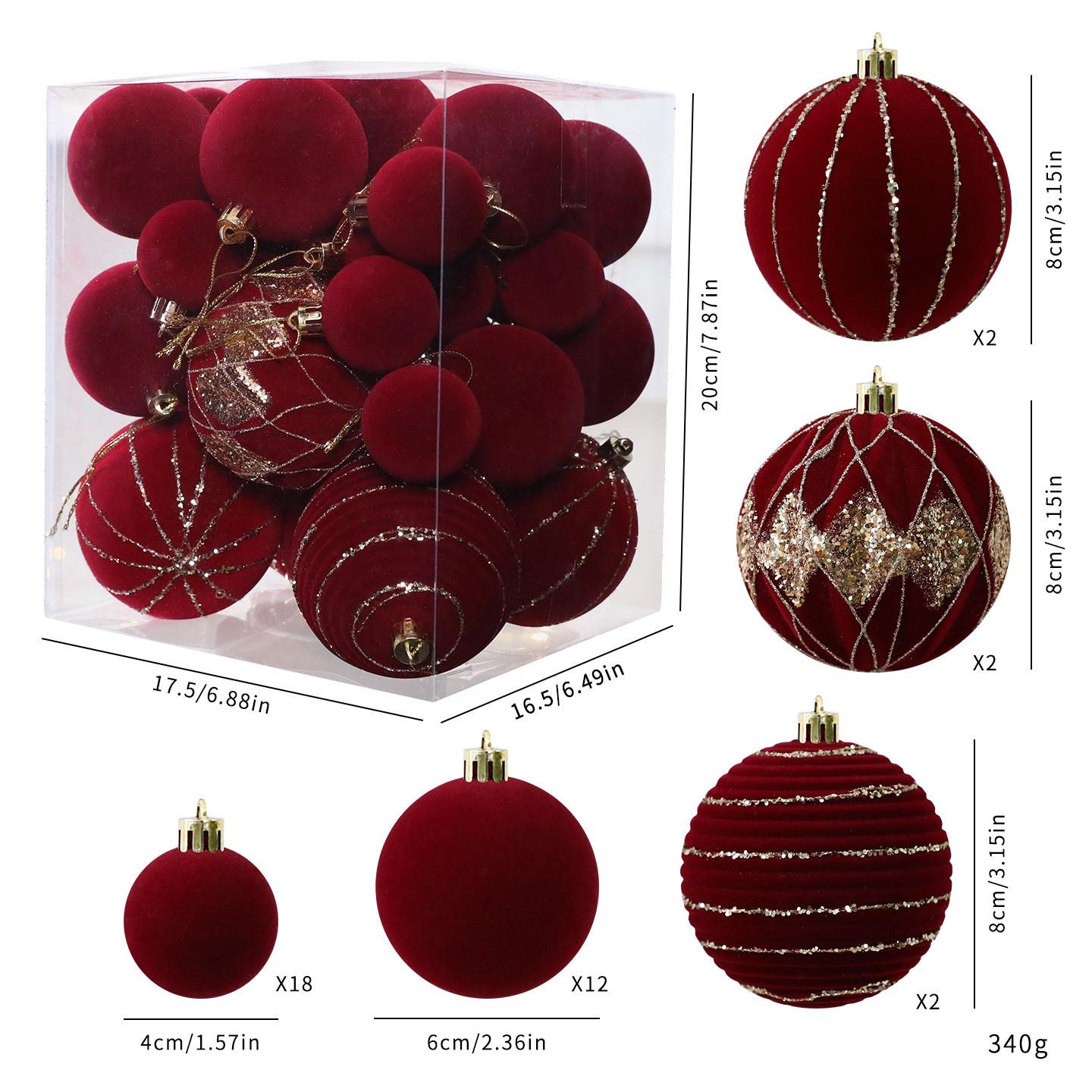 Velvet Flocked Christmas Ball Ornaments