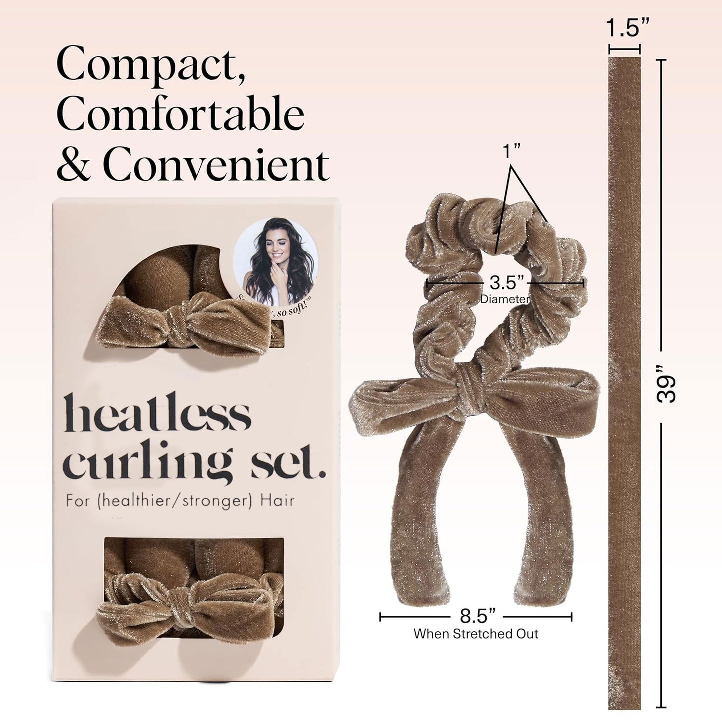 Velvet Heatless Curling Rod with Bowknot Hair Styler