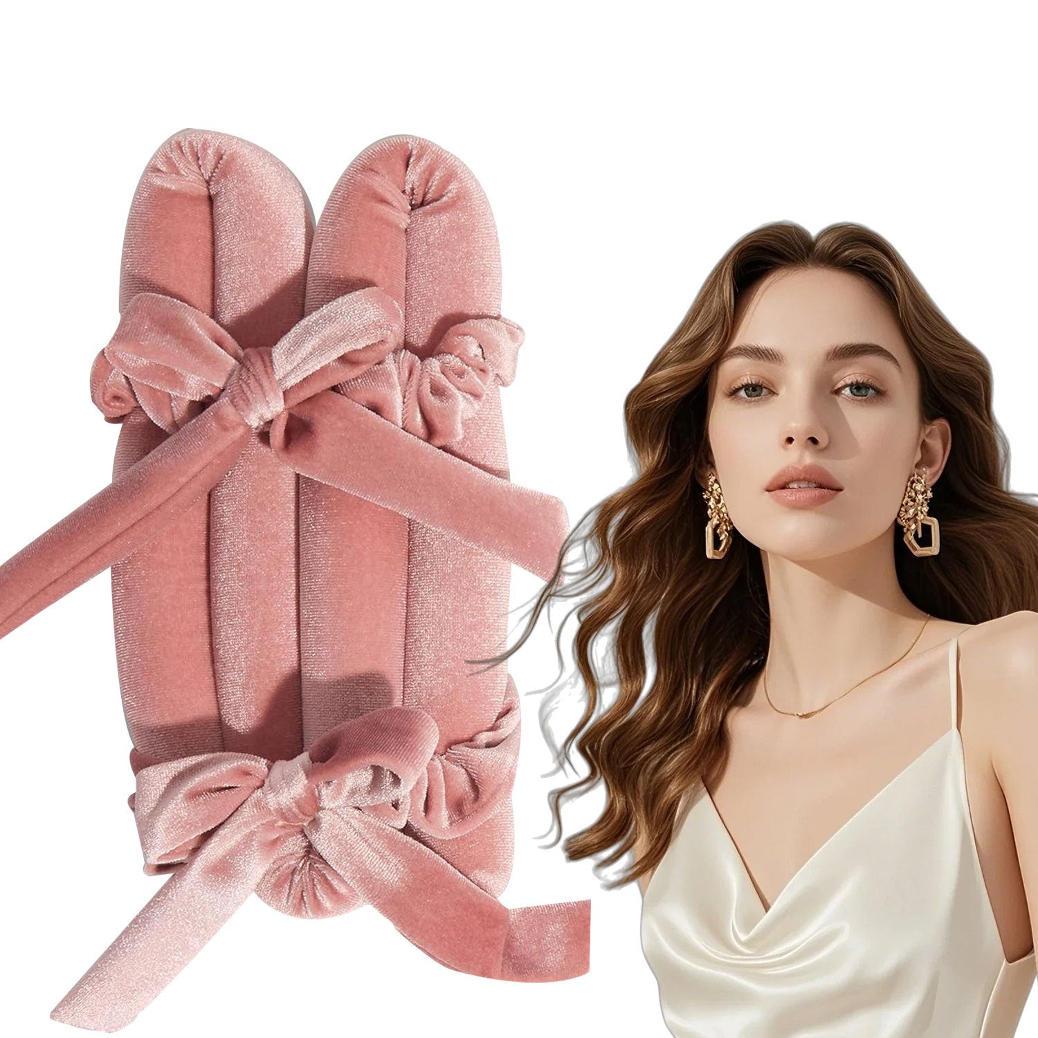 Velvet Heatless Curling Rod with Bowknot Hair Styler