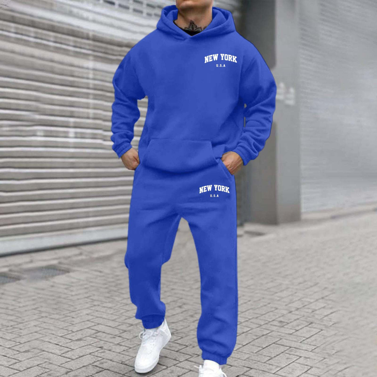 Velvet Hooded Printed Sweatshirt and Sweatpants