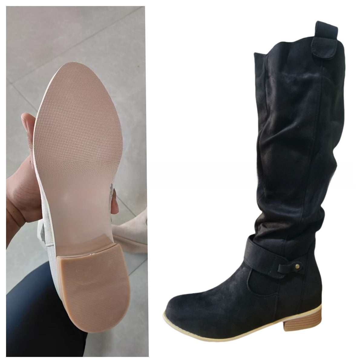 Velvet-lined high-heeled women's boots