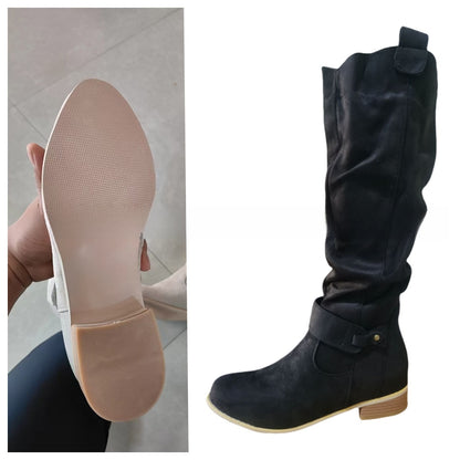 Velvet-lined high-heeled women's boots