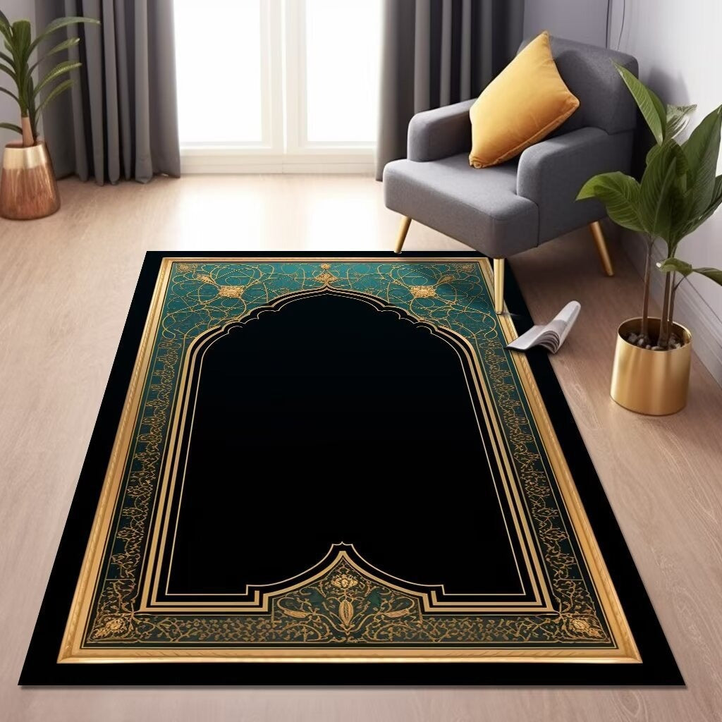 Velvet Prayer Mat with Ethnic Design for Home Decoration