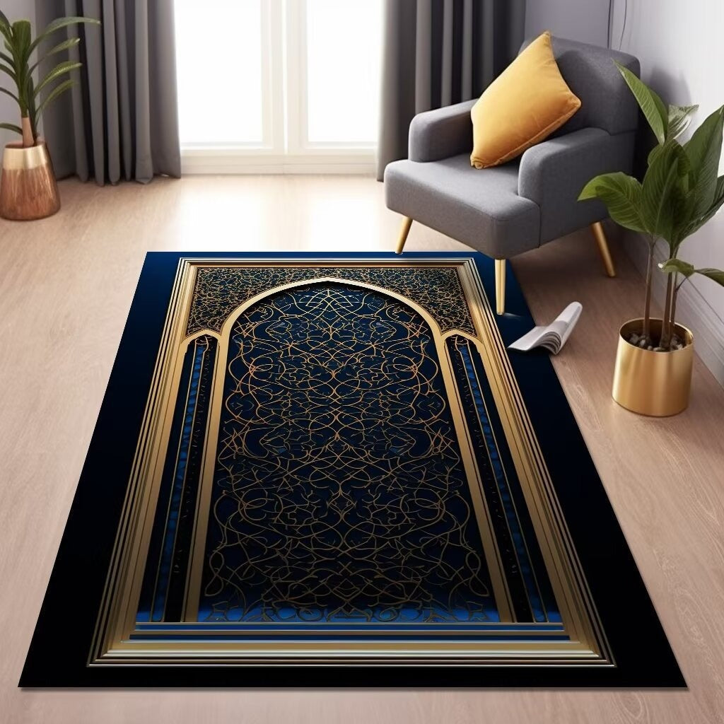 Velvet Prayer Mat with Ethnic Design for Home Decoration