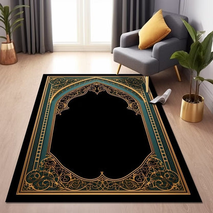 Velvet Prayer Mat with Ethnic Design for Home Decoration