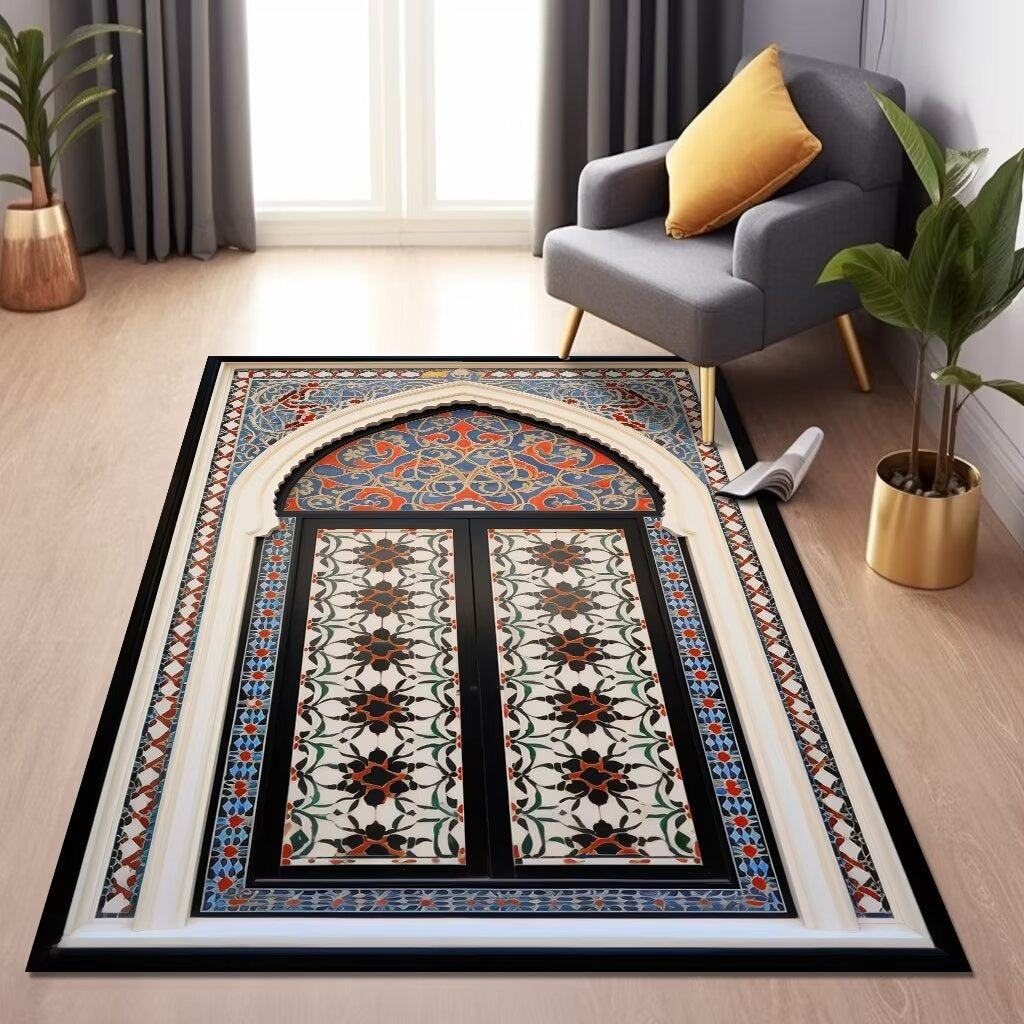 Velvet Prayer Mat with Ethnic Design for Home Decoration