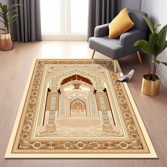 Velvet Prayer Mat with Ethnic Design for Home Decoration