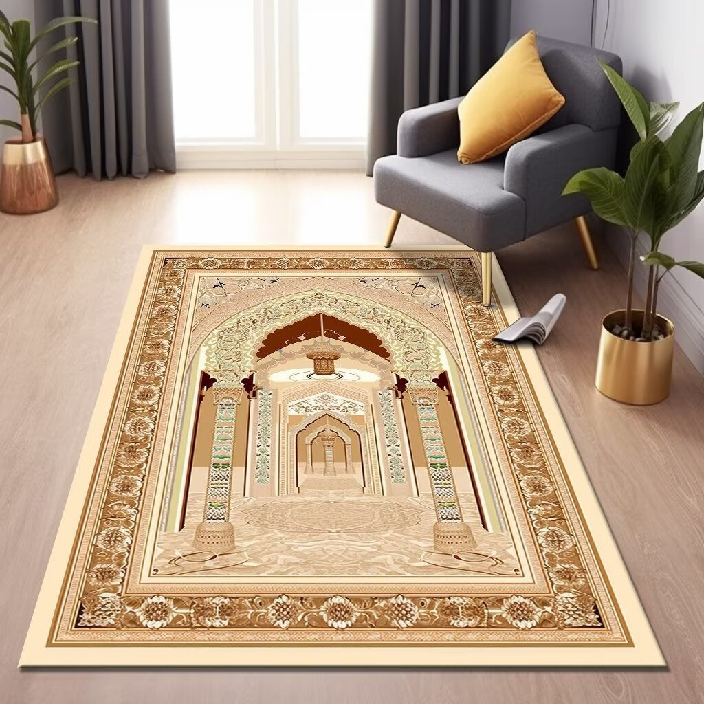 Velvet Prayer Mat with Ethnic Design for Home Decoration