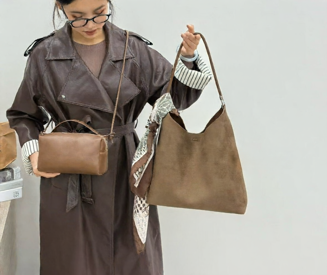 Velvet Shoulder Bag with Inner Pouch
