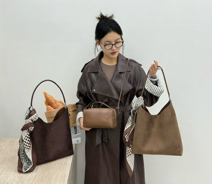 Velvet Shoulder Bag with Inner Pouch