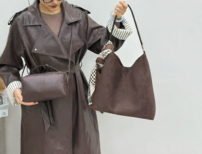 Velvet Shoulder Bag with Inner Pouch