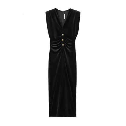 Velvet Sleeveless Maxi Dress