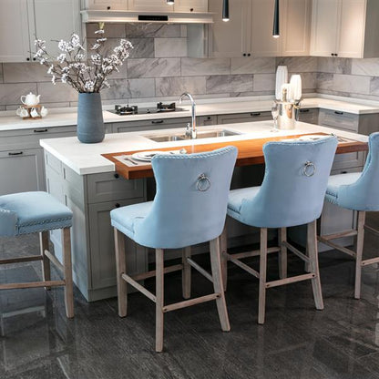 Velvet upholstered bar chair